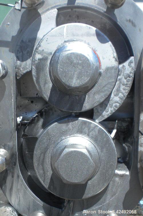 Used Waukesha Rotary Positive Displacement Pump, Model 030U2AP, 316 Stainless Steel. Approximately 36 gallons per minute at 100 psi at 600 rpm capacity, .06 gallon displacement per revolution. 1-1/2"...