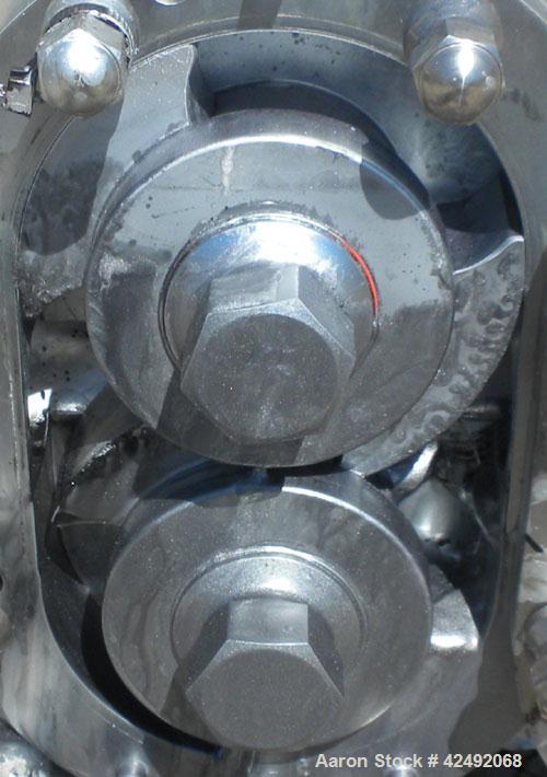 Used Waukesha Rotary Positive Displacement Pump, Model 030U2AP, 316 Stainless Steel. Approximately 36 gallons per minute at 100 psi at 600 rpm capacity, .06 gallon displacement per revolution. 1-1/2"...