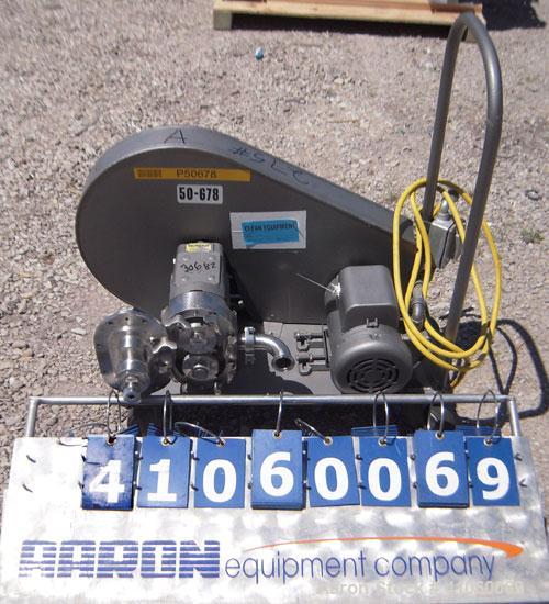 Used Waukesha Rotary Positive Displacement Pump, Model 30, 316 Stainless Steel. Approximately 36 gallons per minute at 100 psi at 600 rpm capacity, (.06) gallon displacement per revolution. 1 1/2" tr...