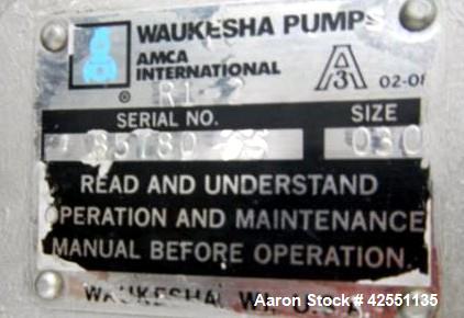 Used Stainless Steel Waukesha rotary lobe pump, model 30,