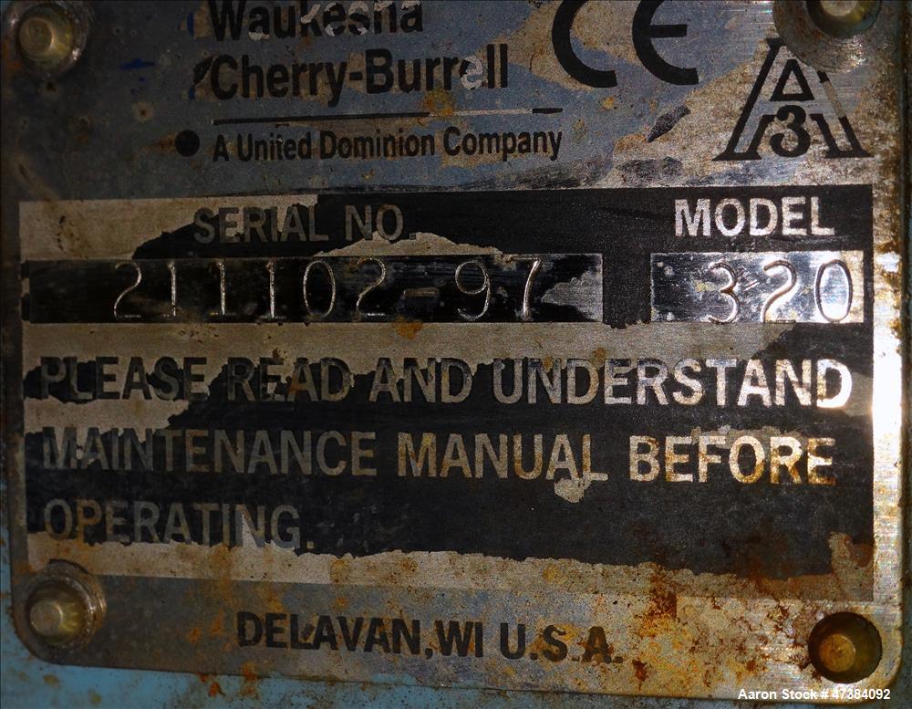 Used Waukesha Rotary Positive Displacement Pump, Model 320, Stainless Steel.