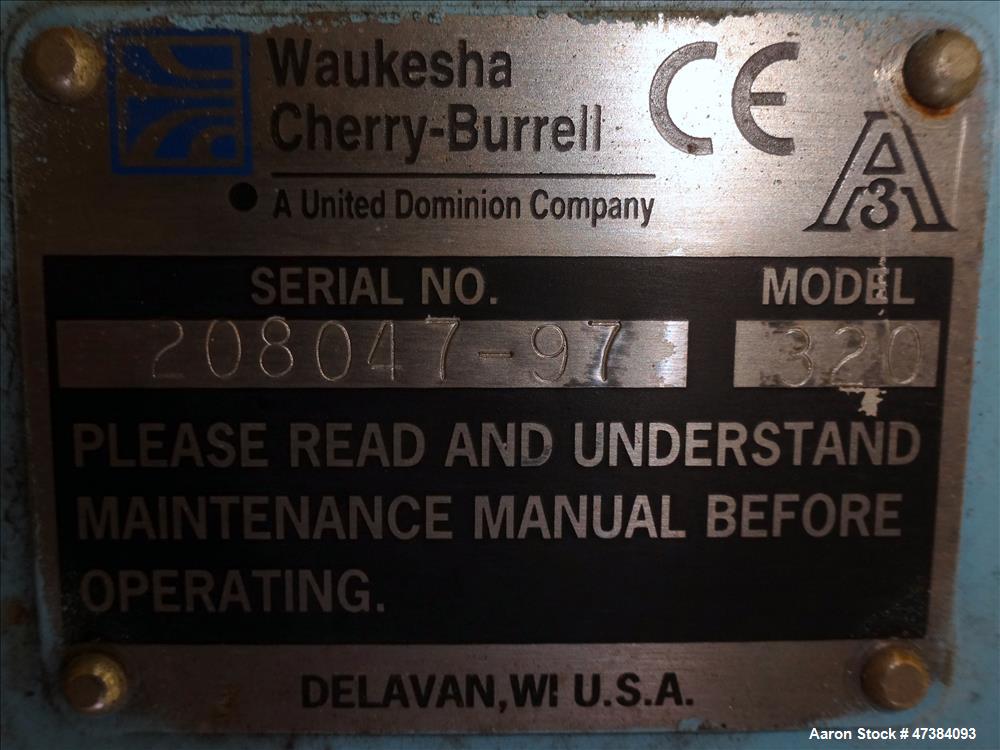 Used Waukesha Rotary Positive Displacement Pump, Model 320, Stainless Steel.