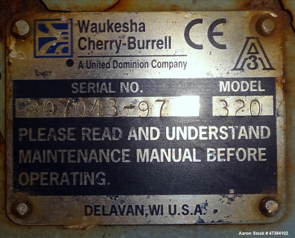 Used Waukesha Rotary Positive Displacement Pump, Model 320, 316 Stainless Steel