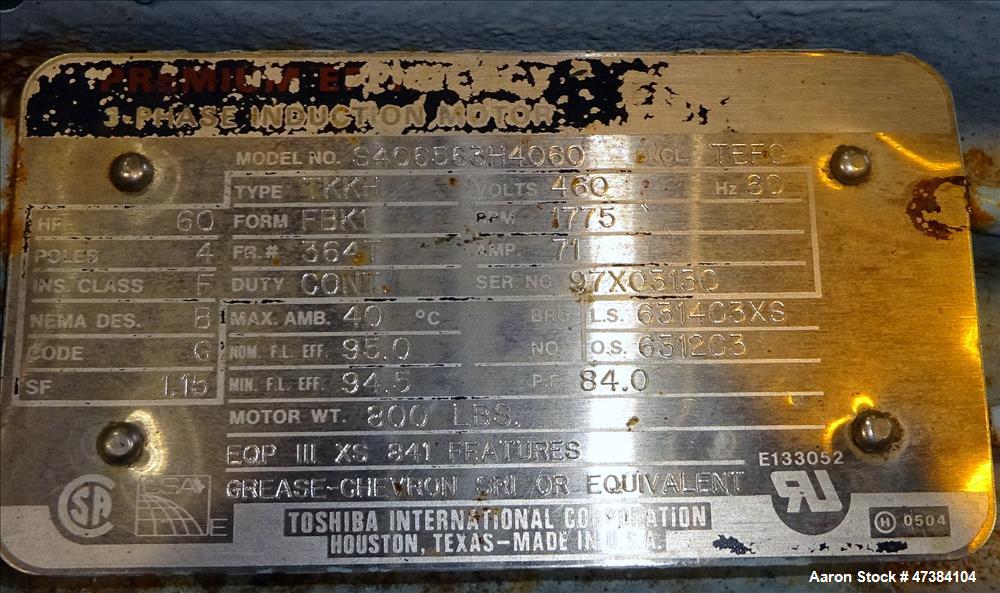 Used Waukesha Rotary Positive Displacement Pump, Model 320, 316 Stainless Steel. Approximately 450 gallons per minute at 200 psi at 600 rpm capacity, (0.754) gallon displacement per revolution. 6" In...