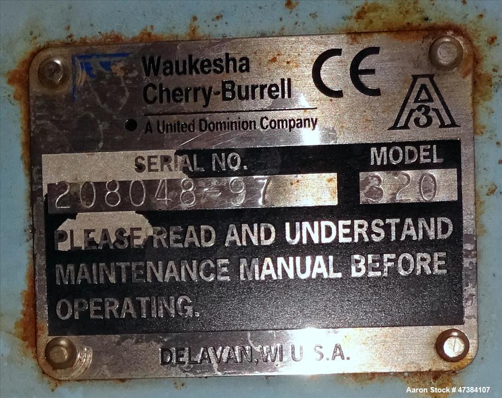 Used Waukesha Rotary Positive Displacement Pump, Model 320, 316 Stainless Steel