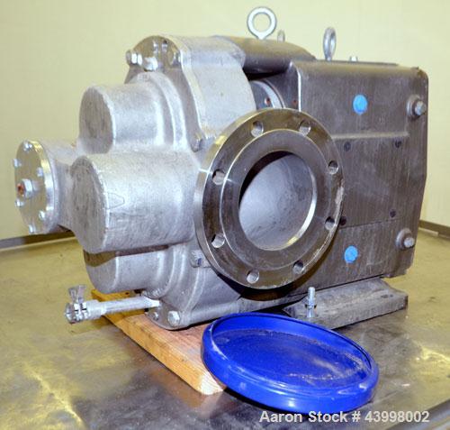 Unused- Waukesha Universal Industrial Rotary Positive Displacement Pump Head Only, Model 5080, 316 Stainless Steel. Approximately 450 gallons per minute at 200 psi at 600 rpm.  0.75 Gallons displacem...