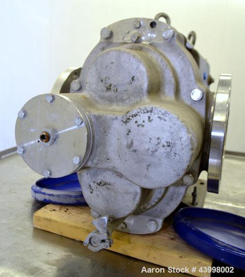 Unused- Waukesha Universal Industrial Rotary Positive Displacement Pump Head Only, Model 5080, 316 Stainless Steel. Approximately 450 gallons per minute at 200 psi at 600 rpm.  0.75 Gallons displacem...