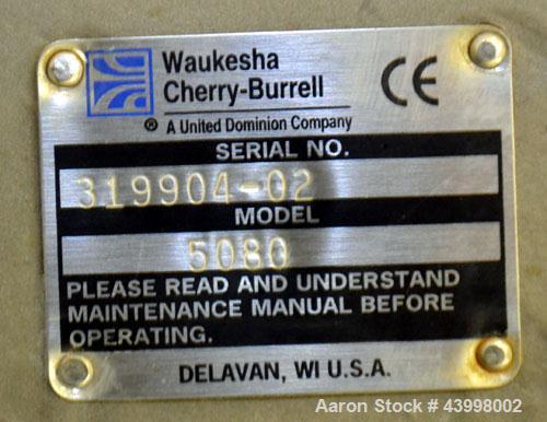 Unused- Waukesha Universal Industrial Rotary Positive Displacement Pump Head Only, Model 5080, 316 Stainless Steel. Approximately 450 gallons per minute at 200 psi at 600 rpm.  0.75 Gallons displacem...