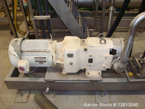 Used Waukesha Model 60 Positive Displacement Pump. 2" inlet and outlet, 7.5 hp motor.