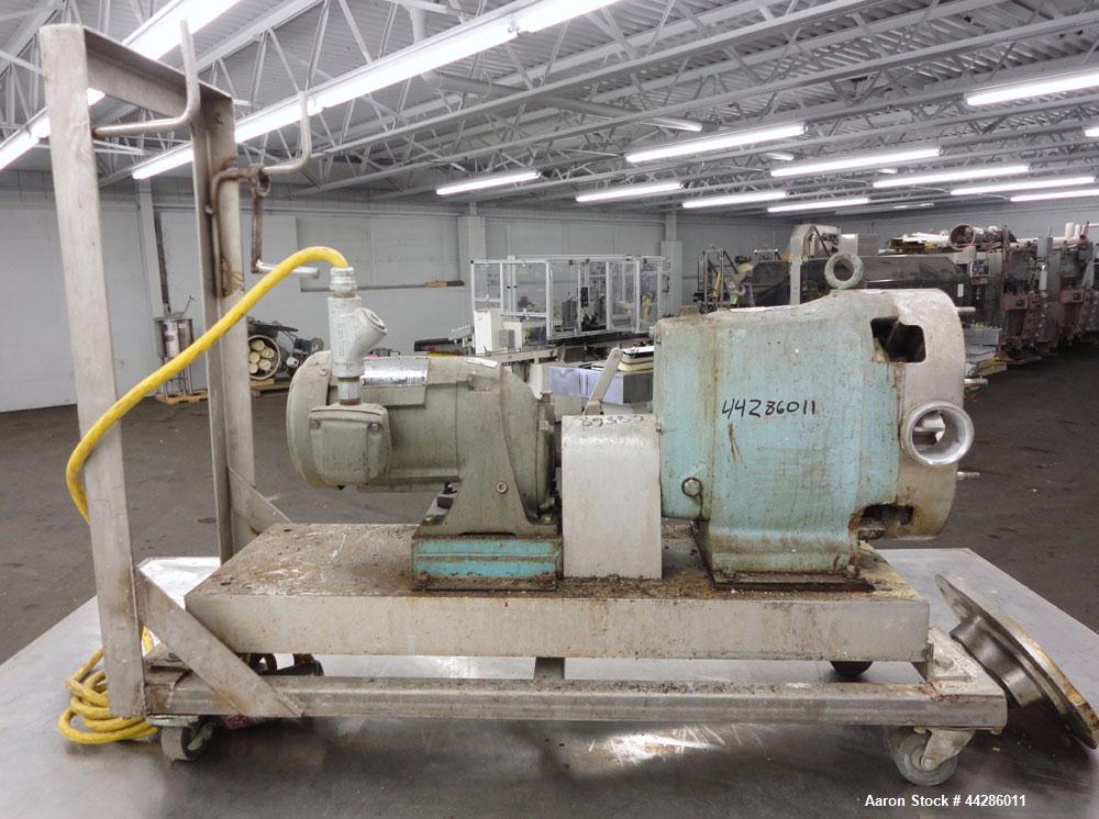 Used- Stainless Steel Waukesha Rotary Positive Displacement Pump, Model 60