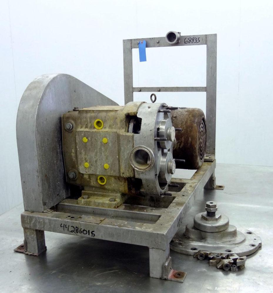 Used- Stainless Steel Waukesha Rotary Positive Displacement Pump, Model 60