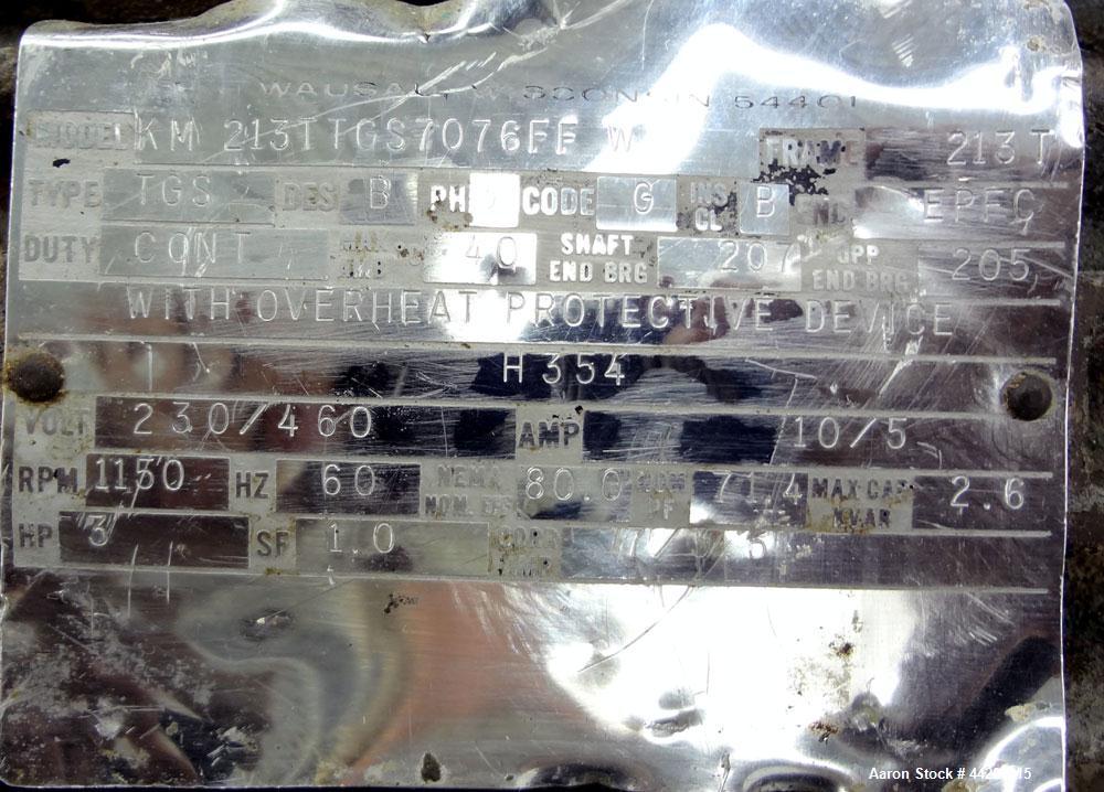 Used Stainless Steel Waukesha Rotary Positive Displacement Pump, Model 60