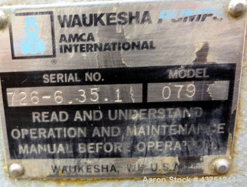 Used Stainless Steel Waukesha Rotary Positive Displacement Pump, Model 62
