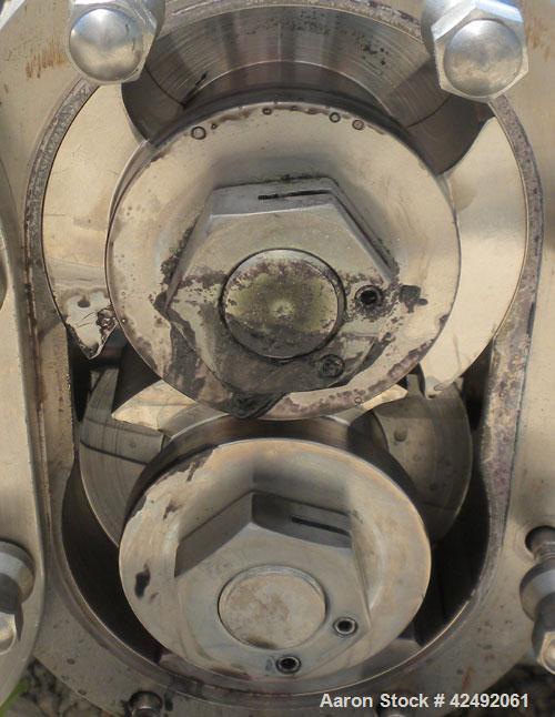 Used Waukesha Rotary Positive Displacement Pump, Model AP-030, 316 Stainless Steel. Approximately 36 gallons per minute at 100 psi at 600 rpm capacity, .06 gallon displacement per revolution. 1-1/2" ...