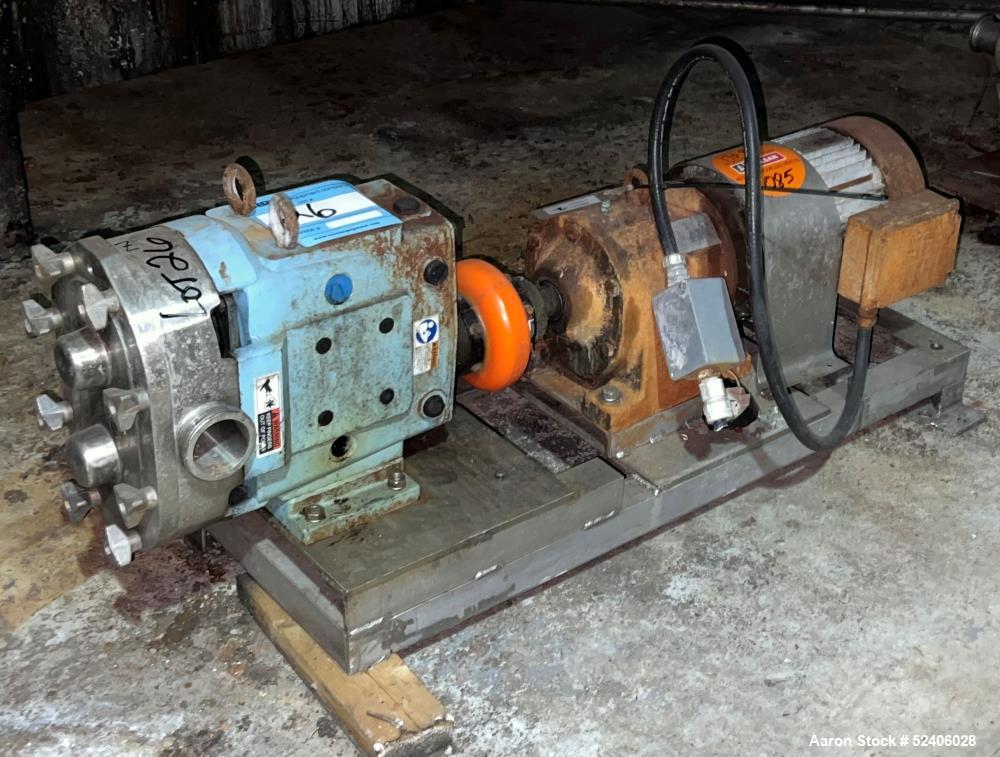 Used-Waukesha Stainless Steel Positive Displacement Pump, Model 060