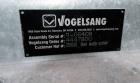 Used Vogelsang Universal Rotary Lobe Pump, Carbon Steel. Approximate 340 gallons per minute. Driven by a 5hp, 3/60/230/460 volt, 1725 rpm gear motor, ratio 5.79 to 1. Base mounted. Serial# 11-06408.