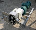 USED: APV rotary positive displacement pump, model R+6BS, 316  stainless steel. Approx 150 gallons per minute capacity, 67.2 cubic inches displacement per revolution. 3