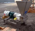 Used APV Rectangular Inlet Top Feed Rotary Positive Displacement Pump, model R6RH, 316 stainless steel. Approximate capacity 150 gallons per minute at 600 rpm. 67.2 cubic inch displacement per revolu...