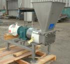 Used APV Rectangular Inlet Top Feed Rotary Positive Displacement Pump, model R6RH, 316 stainless steel. Approximate capacity 150 gallons per minute at 600 rpm. 67.2 cubic inch displacement per revolu...