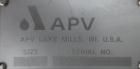 Used APV Rectangular Inlet Top Feed Rotary Positive Displacement Pump, model R6RH, 316 stainless steel. Approximate capacity 150 gallons per minute at 600 rpm. 67.2 cubic inch displacement per revolu...