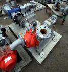 Used Vogelsang Dual Universal Rotary Lobe Pump System, Carbon Steel. Consisting of : (1) Vogelsang IQ112 Universal Rotary Lobe Pump Approximate 340 gallons per minute. Driven by a 5hp, 3/60/230/460 v...