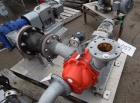 Used Vogelsang Dual Universal Rotary Lobe Pump System, Carbon Steel. Consisting of : (1) Vogelsang IQ112 Universal Rotary Lobe Pump Approximate 340 gallons per minute. Driven by a 5hp, 3/60/230/460 v...