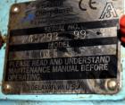Used Waukesha Positive Displacement Pump, Model 015, 316 Stainless Steel. Approximate displacement 0.142 gallons per revolution, nominal capacity to 9 gallons per minute. Driven by a 2hp, 3/60/230/46...
