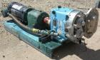 Used Waukesha Rotary Positive Displacement Pump, Model 030U2AP, 316 Stainless Steel. Approximately 36 gallons per minute at 100 psi at 600 rpm capacity, .06 gallon displacement per revolution. 1-1/2