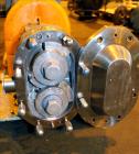 Used Waukesha Rotary Positive Displacement Pump, Model 030U2, 316 Stainless Steel. Approximately 36 gallons per minute at 250 psi maximum pressure at 600 rpm capacity, 0.060 gallon displacement per r...