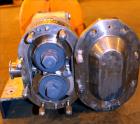 Used Waukesha Rotary Positive Displacement Pump, Model 030U2, 316 Stainless Steel. Approximately 36 gallons per minute at 250 psi maximum pressure at 600 rpm capacity, 0.060 gallon displacement per r...