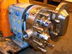 Used Waukesha Rotary Positive Displacement Pump, Model 030U2, 316 Stainless Steel. Approximately 36 gallons per minute at 250 psi maximum pressure at 600 rpm capacity, 0.060 gallon displacement per r...
