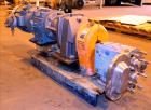 Used Waukesha Rotary Positive Displacement Pump, Model 030U2, 316 Stainless Steel. Approximately 36 gallons per minute at 250 psi maximum pressure at 600 rpm capacity, 0.060 gallon displacement per r...