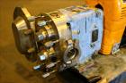 Used Waukesha Rotary Positive Displacement Pump, Model 030U2, 316 Stainless Steel. Approximately 36 gallons per minute at 250 psi maximum pressure at 600 rpm capacity, 0.060 gallon displacement per r...