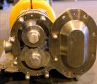 Used Waukesha Rotary Positive Displacement Pump, Model 030U2, 316 Stainless Steel. Approximately 36 gallons per minute at 250 psi maximum pressure at 600 rpm capacity, 0.060 gallon displacement per r...