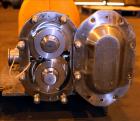 Used Waukesha Rotary Positive Displacement Pump, Model 030U2, 316 Stainless Steel. Approximately 36 gallons per minute at 250 psi maximum pressure at 600 rpm capacity, 0.060 gallon displacement per r...