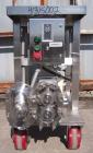Used Waukesha Rotary Positive Displacement Pump, model 030, 316 stainless steel. Approximately 36 gallons per minute at 100 psi at 600 rpm capacity, .06 gallon displacement per revolution. 1 1/2