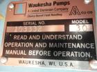 Used Waukesha Rotary Positive Displacement Pump, Model 30, 316 Stainless Steel. Approximately 36 gallons per minute at 100 psi at 600 rpm capacity, (.06) gallon displacement per revolution. 1-1/2