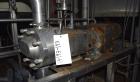 Used Waukesha Positive Displacement Pump, Model 130/U2, Stainless Steel. Approximate displacement 0.254 gallons per revolution, nominal capacity to 150 gallons per minute. Driven by a 5hp, 3/60/208-2...