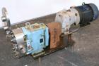 Used Waukesha Horizontal Universal Rotary Positive Displacement Pump, Model 130, 316 Stainless Steel. Approximately 130 gallons per minute at 100 psi at 600 rpm capacity. 3