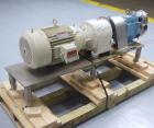 Used Waukesha Universal Rotary Positive Displacement Pump, Model 130, 316 Stainless Steel. Approximately 130 gallons per minute at 100 psi at 600 rpm capacity, (0.254) gallon displacement per revolut...