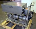 Used Waukesha Rotary Positive Displacement Pump, Model 15, 316 Stainless Steel. Approximately 9 gallons per minute at 200 psi at 700 rpm capacity, (.014) gallon displacement per revolution. 1-1/2