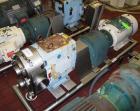 Used Waukesha Rotary Positive Displacement Pump, Model 220, stainless steel. Approximate capacity 260 gallons per minute, .50 gallon displacement per revolution. 3 7/8