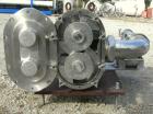 Used Waukesha Universal Rotary Positive Displacement Pump, model 220, 17-4 PH stainless steel. Approximately 260 gallons per minute at 100 psi at 600 rpm capacity, .522 gallon displacement per revolu...