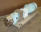 Used Waukesha Universal rotary positive displacement pump, model 30UL, 316 stainless steel. Approximate capacity 36 gallons per minute at 600 rpm. Jacketed cover, 1-1/2