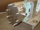 Used Waukesha Universal rotary positive displacement pump, model 30UL, 316 stainless steel. Approximate capacity 36 gallons per minute at 600 rpm. Jacketed cover, 1-1/2
