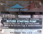 Used Waukesha Rotary Positive Displacement Pump, Model 030, 316 Stainless Steel. Approximately 36 gallons per minute at 100 psi at 600 rpm capacity, (.06) gallon displacement per revolution. 1 1/2