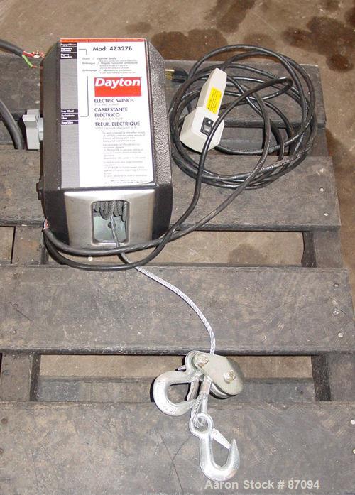 USED: Flux progressive cavity pump, model TTSE, stainless steel. Approximate 1" inlet, 36" long tube. Driven by a 1.5 hp motor. Includes a pump attachment and a Dayton electric hoist.