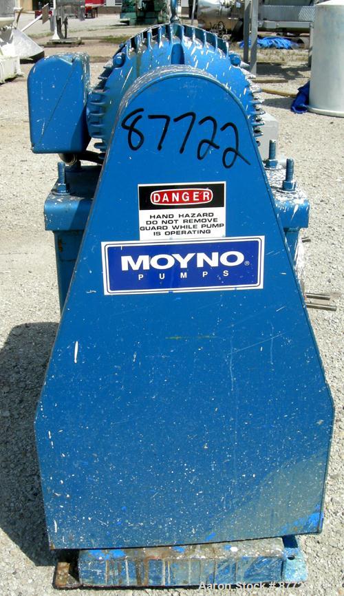 USED: Moyno Centennial progressing cavity pump, 2 stage, model 2G065G1CDQAAA, cast iron. 8" inlet/outlet. Nitrile stator, approximate capacity 262 gallons per minute at 575 rpm at 45 psi. Driven by a...