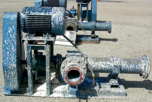 USED: Moyno Centennial progressing cavity pump, 2 stage, model 2G065G1CDQAAA, cast iron. 8" inlet/outlet. Nitrile stator, approximate capacity 262 gallons per minute at 575 rpm at 45 psi. Driven by a...