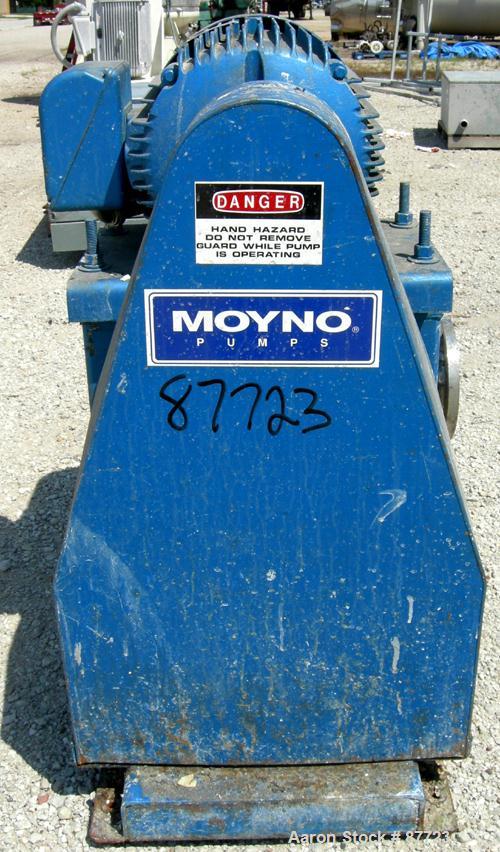 USED: Moyno Centennial progressing cavity pump, 2 stage, model 2G065G1CDYAAA, cast iron. 8" inlet/outlet. Nitrile stator, approximate capacity 262 gallons per minute at 575 rpm at 45 psi. Driven by a...